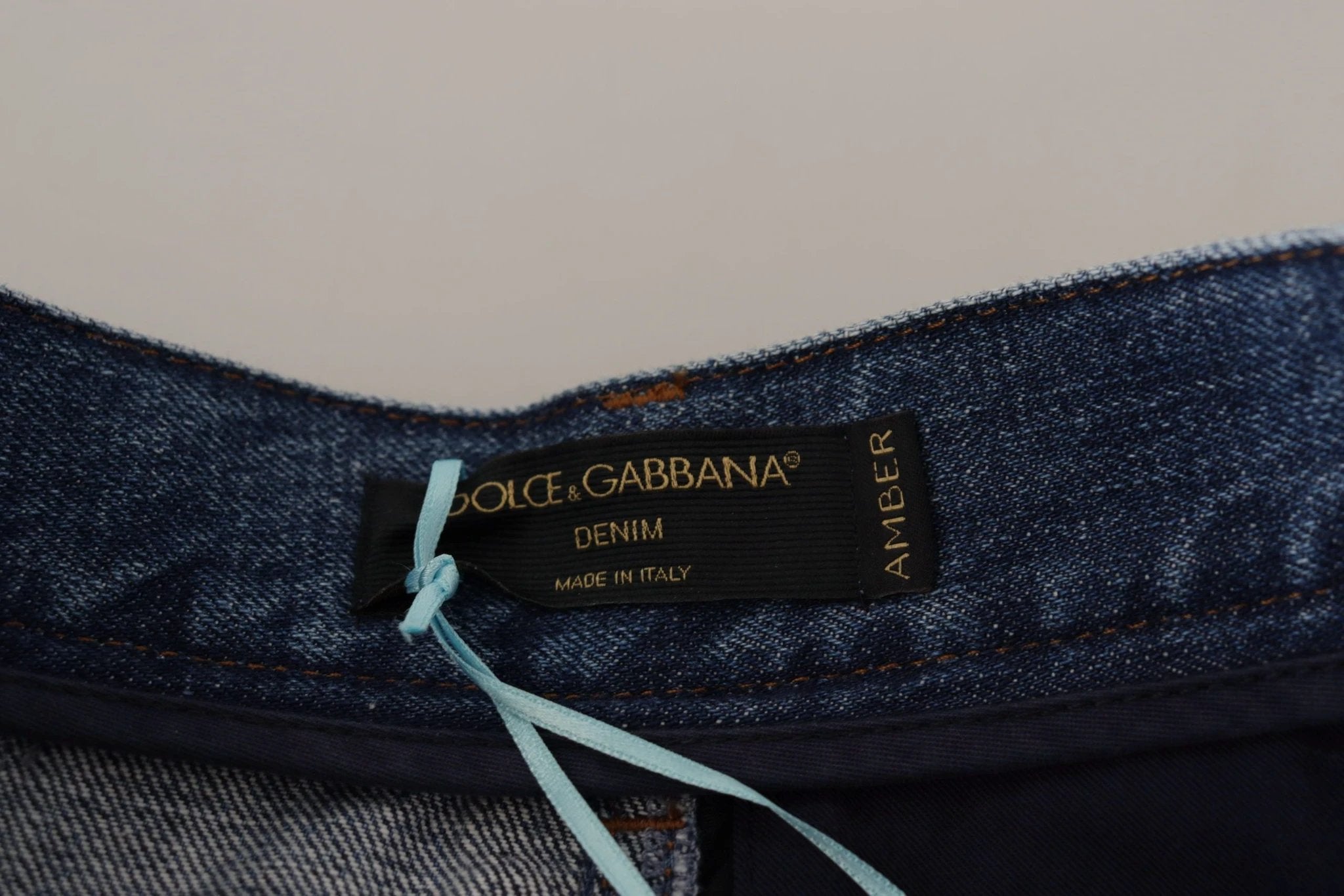 Dolce & Gabbana Blue Jeans Jacquard Majolica High Waist Pants by Dolce & Gabbana