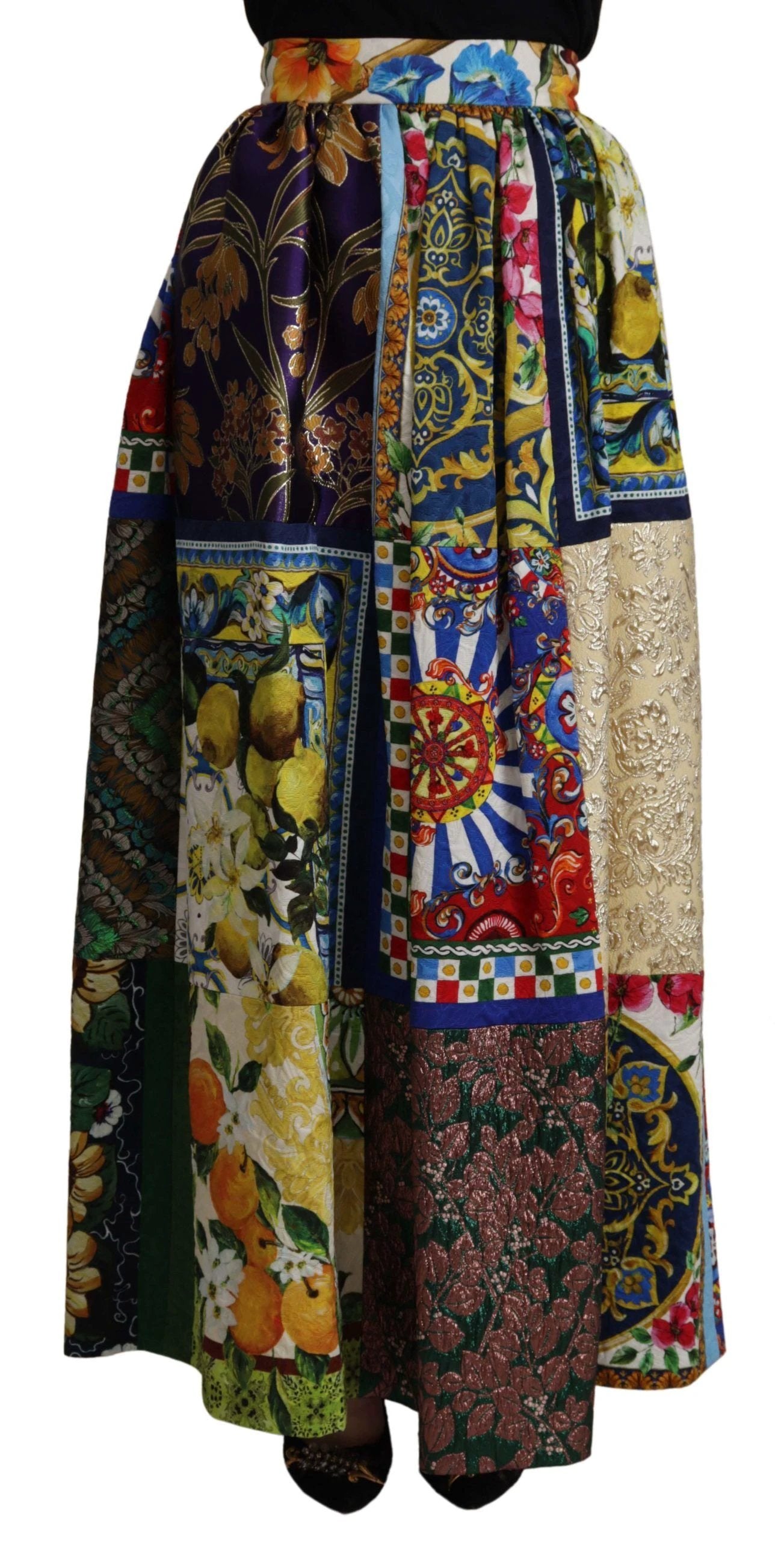 Dolce & Gabbana Multicolor Patchwork Sicily Long Maxi Skirt by Dolce & Gabbana