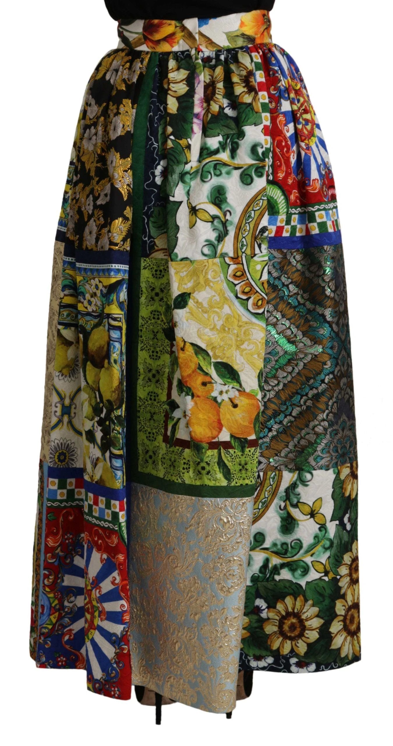 Dolce & Gabbana Multicolor Patchwork Sicily Long Maxi Skirt by Dolce & Gabbana