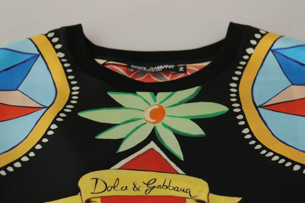 Dolce & Gabbana Multicolor Soldier Carretto Silk Top T-shirt by Dolce & Gabbana