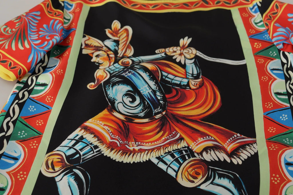 Dolce & Gabbana Multicolor Soldier Carretto Silk Top T-shirt by Dolce & Gabbana