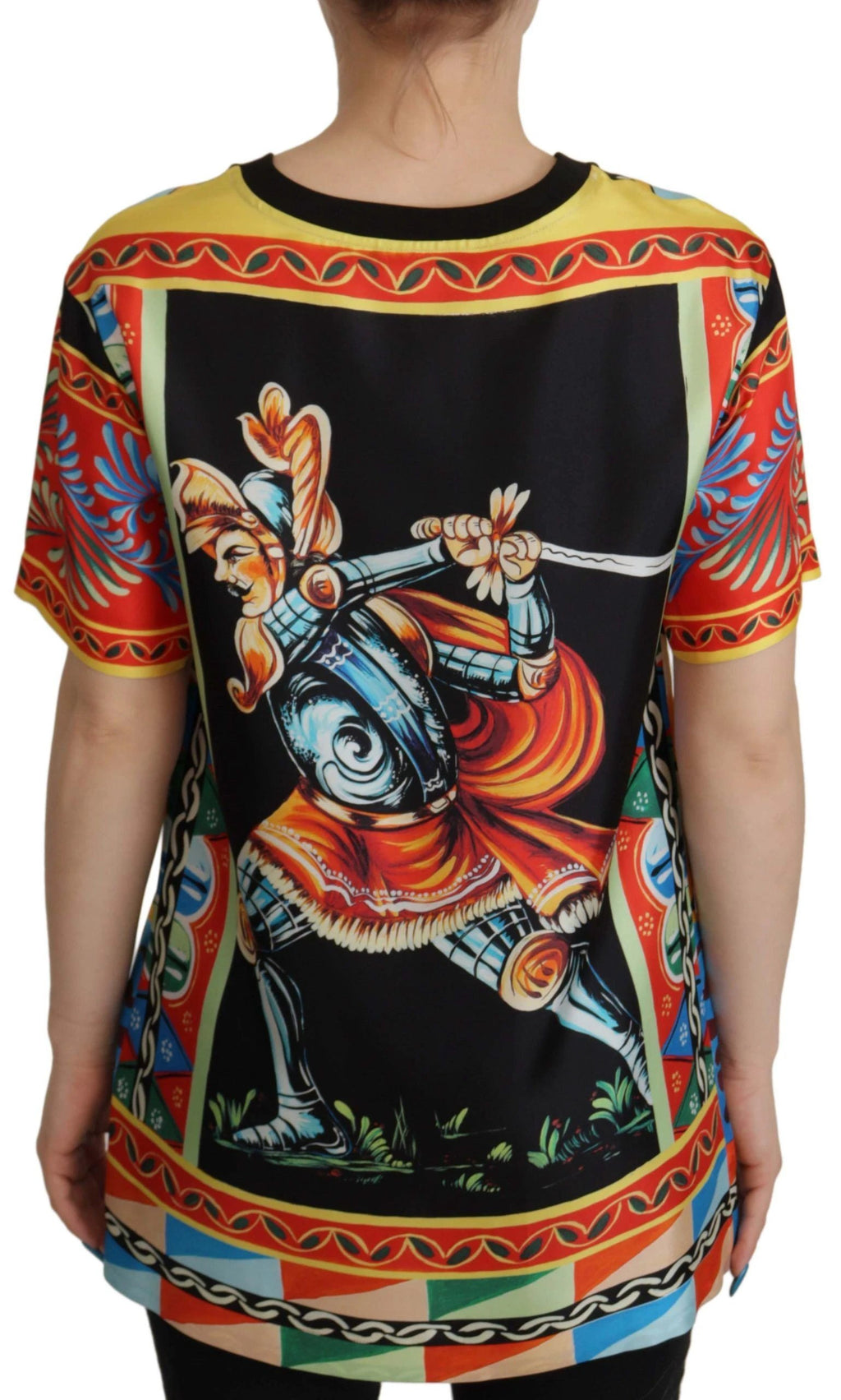 Dolce & Gabbana Multicolor Soldier Carretto Silk Top T-shirt by Dolce & Gabbana