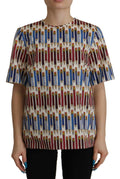 Dolce & Gabbana White Pencil Print Cotton T-shirt Blouse by Dolce & Gabbana
