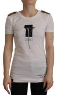 Dolce & Gabbana White Black Roses Crewneck Cotton T-shirt by Dolce & Gabbana
