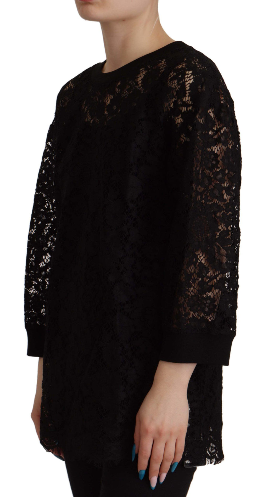 Dolce & Gabbana Black Floral Lace Pullover Sicily Blouse by Dolce & Gabbana