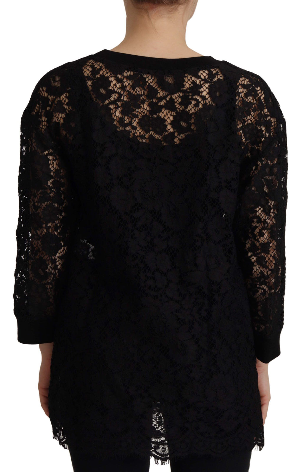 Dolce & Gabbana Black Floral Lace Pullover Sicily Blouse by Dolce & Gabbana