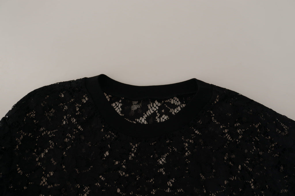 Dolce & Gabbana Black Floral Lace Pullover Sicily Blouse by Dolce & Gabbana