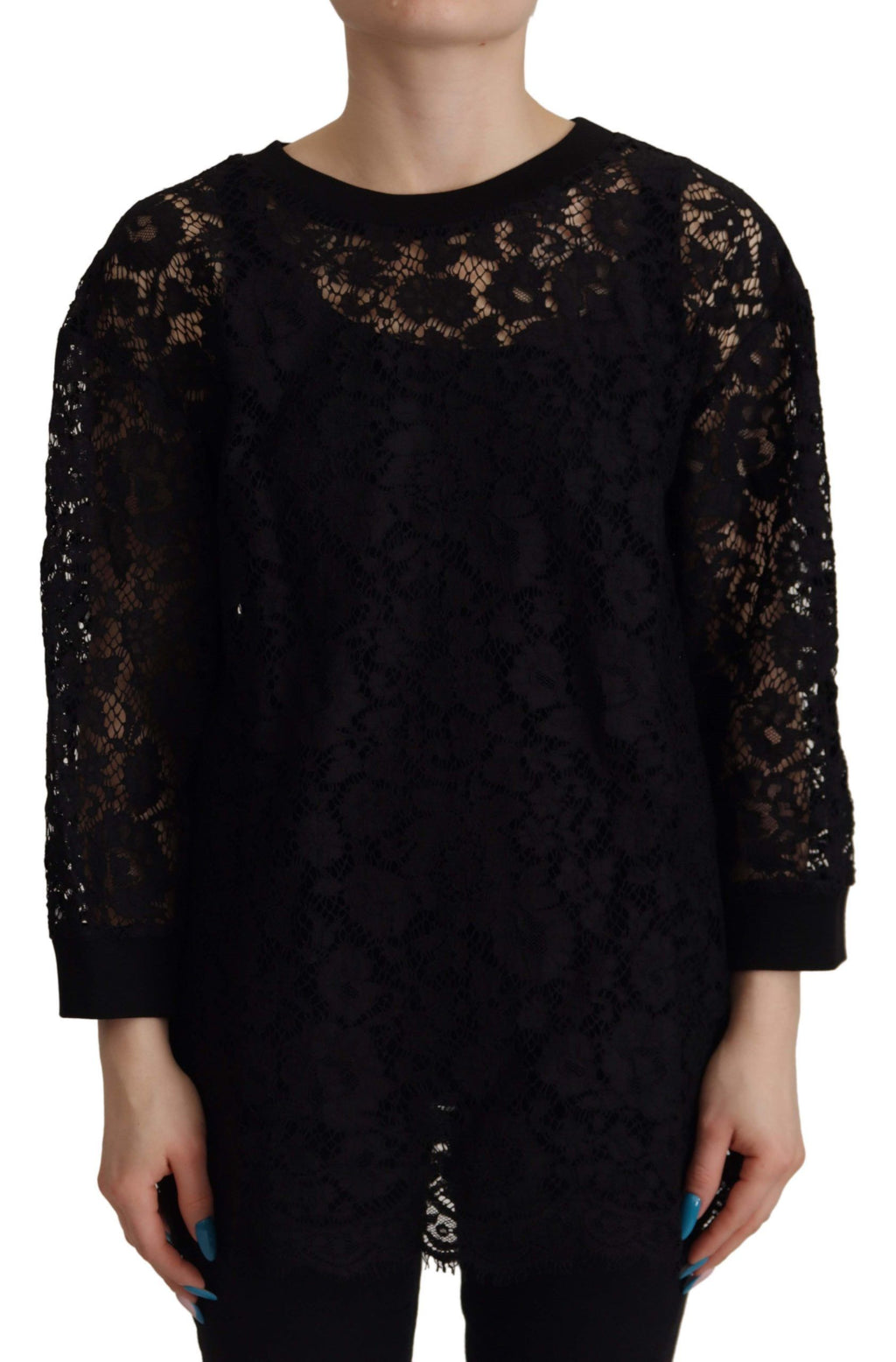 Dolce & Gabbana Black Floral Lace Pullover Sicily Blouse by Dolce & Gabbana