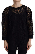 Dolce & Gabbana Black Floral Lace Pullover Sicily Blouse by Dolce & Gabbana