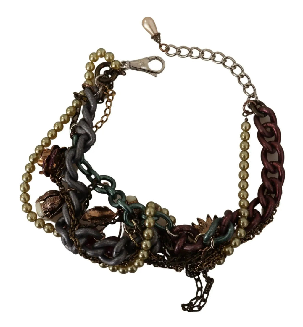 Collier Dolce &amp; Gabbana en laiton doré et cristal à motif floral de Sicile
