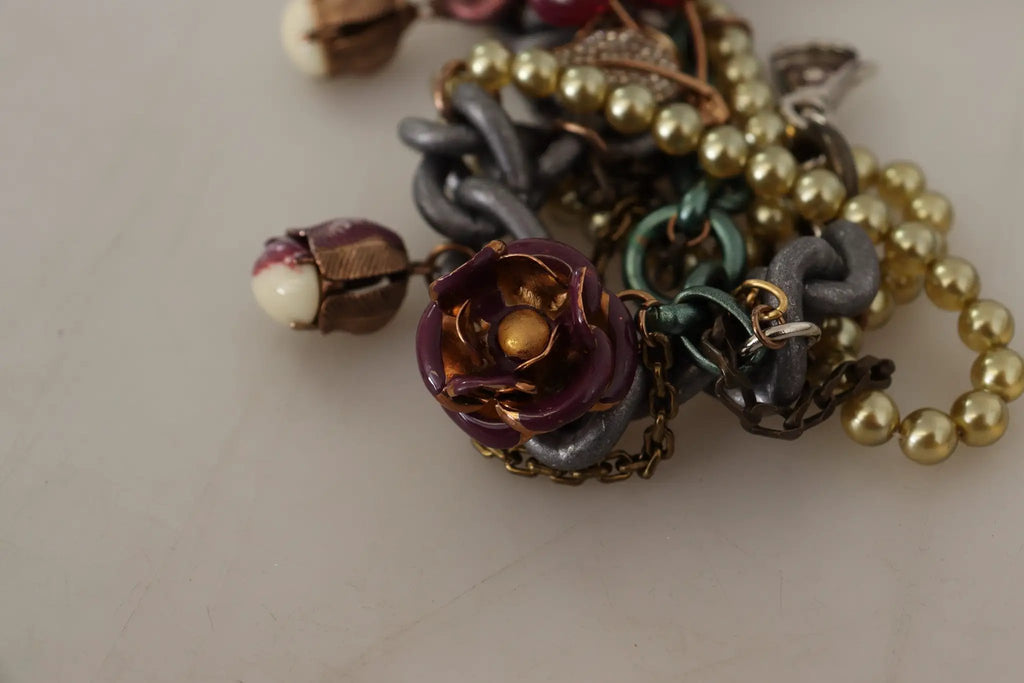 Collier Dolce &amp; Gabbana en laiton doré et cristal à motif floral de Sicile