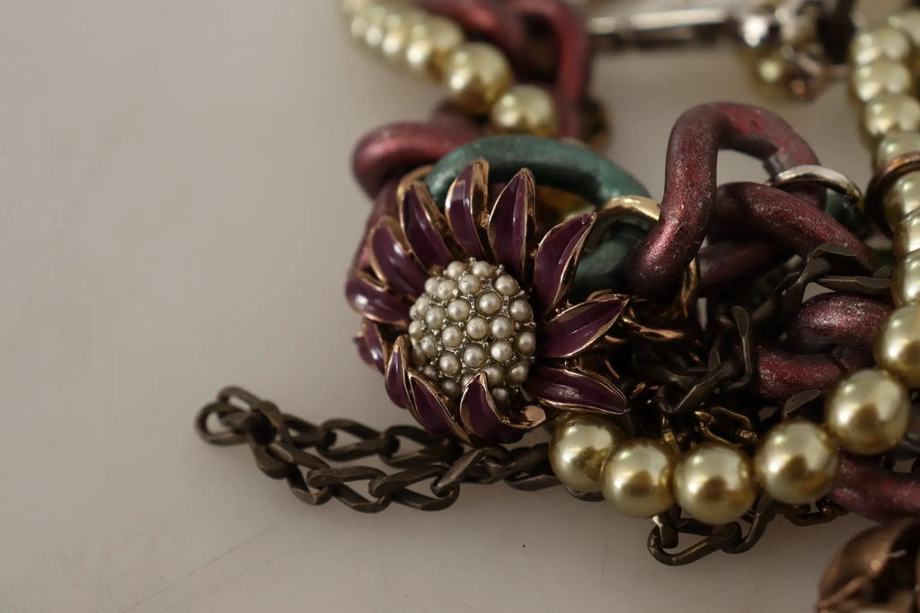 Collier Dolce &amp; Gabbana en laiton doré et cristal à motif floral de Sicile