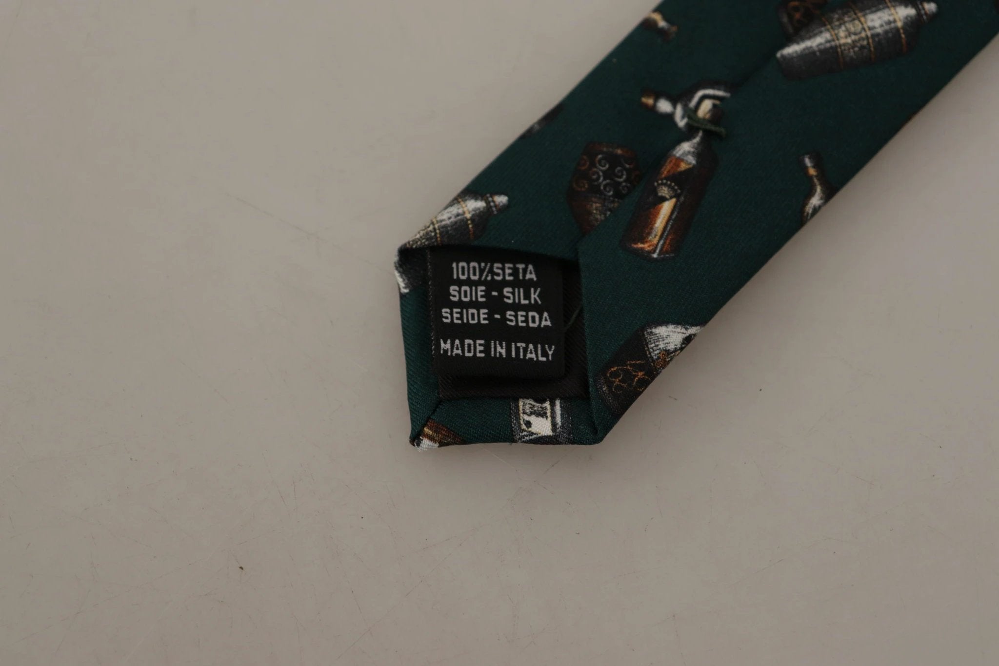 Dolce & Gabbana Black Bottle Fantasy Print Silk Adjustable Accessory Tie by Dolce & Gabbana