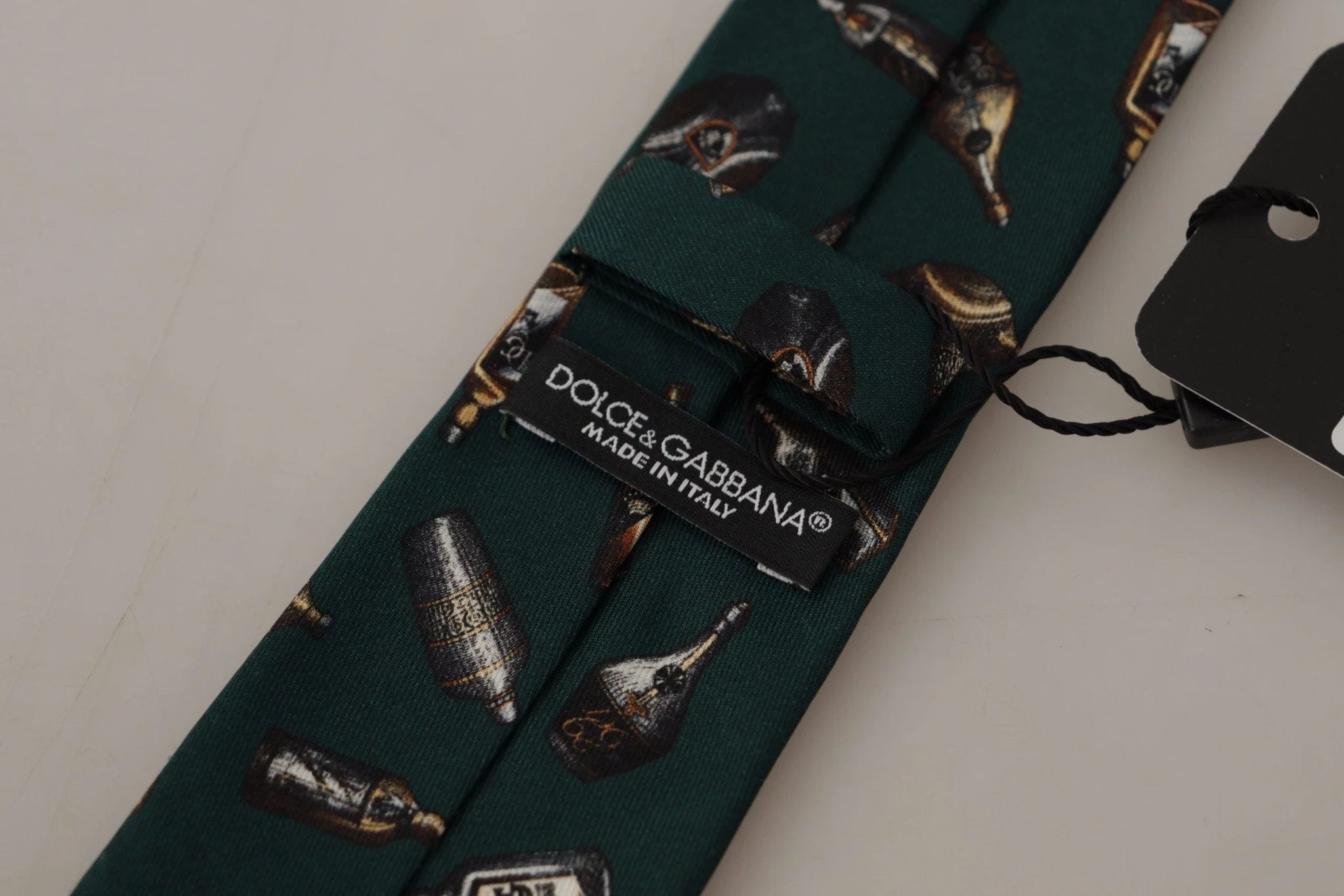 Dolce & Gabbana Black Bottle Fantasy Print Silk Adjustable Accessory Tie by Dolce & Gabbana