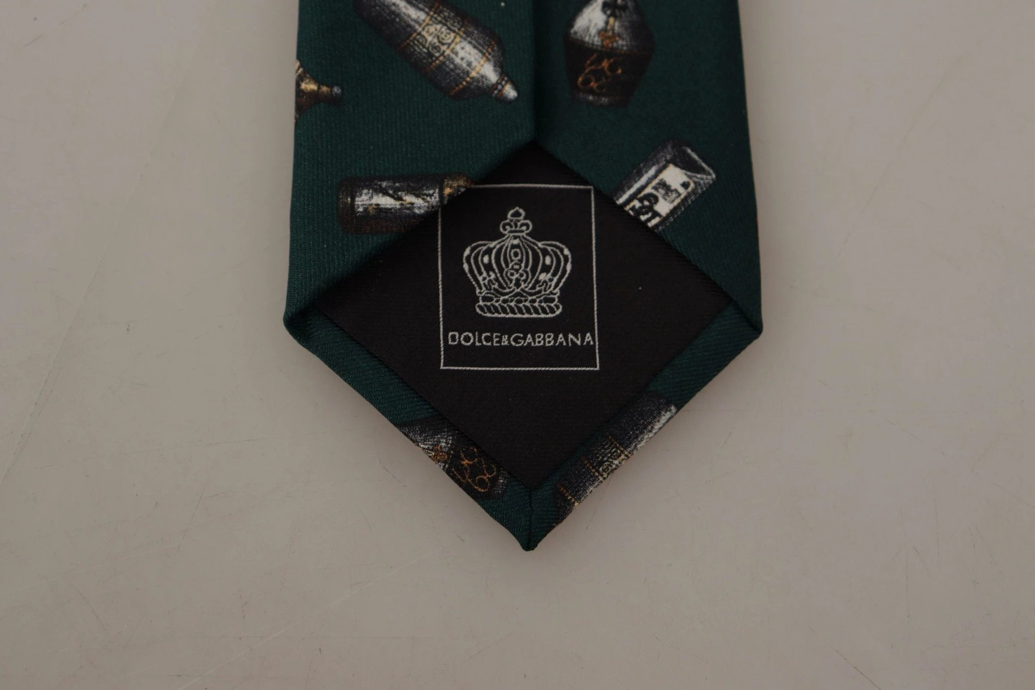 Dolce & Gabbana Black Bottle Fantasy Print Silk Adjustable Accessory Tie by Dolce & Gabbana