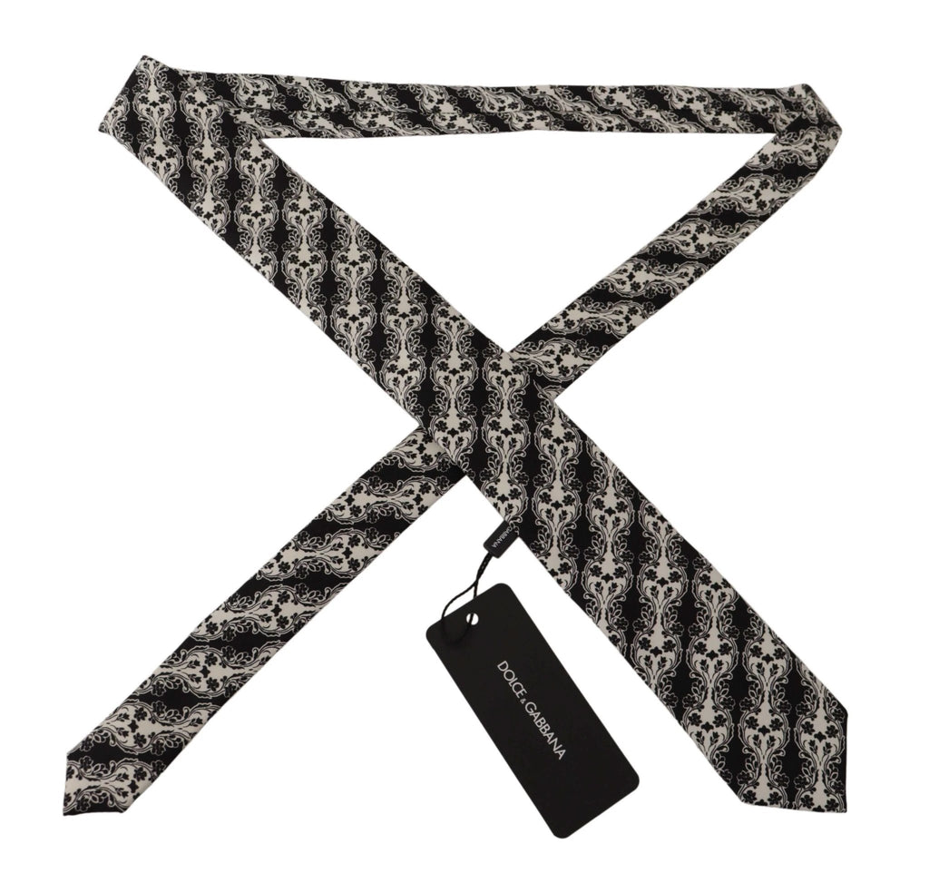 Dolce & Gabbana Black White Flower 100% Silk Print Adjustable Accessory Tie by Dolce & Gabbana