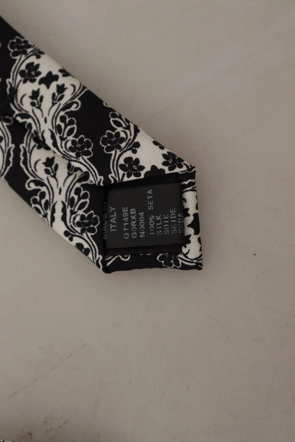 Dolce & Gabbana Black White Flower 100% Silk Print Adjustable Accessory Tie by Dolce & Gabbana
