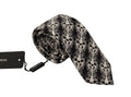 Dolce & Gabbana Black White Flower 100% Silk Print Adjustable Accessory Tie by Dolce & Gabbana