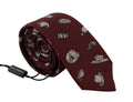 Dolce & Gabbana Maroon Hat Pattern 100% Silk Adjustable Accessory Tie by Dolce & Gabbana
