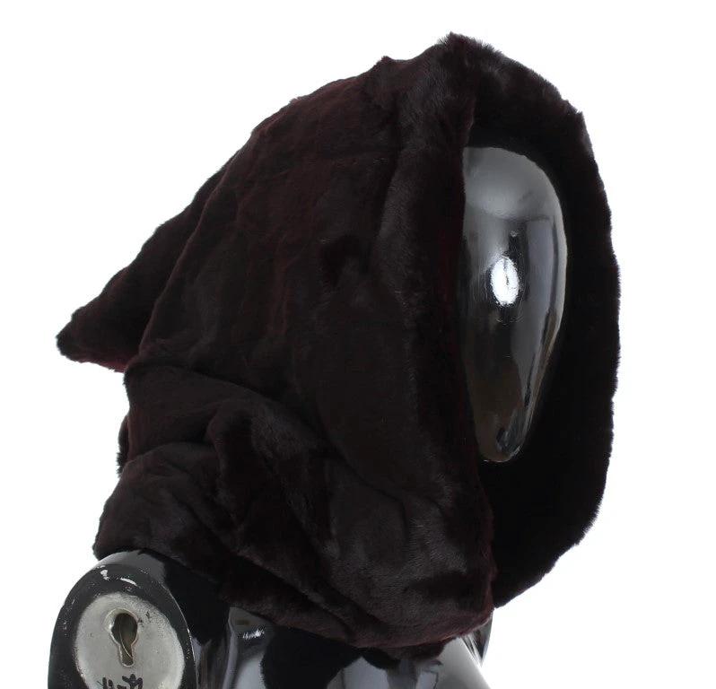 Dolce & Gabbana Purple Weasel Fur Crochet Hood Scarf Hat by Dolce & Gabbana