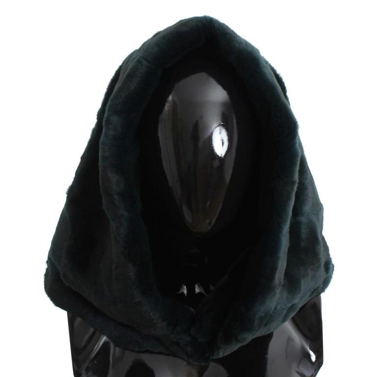 Dolce & Gabbana Green Weasel Fur Crochet Hood Scarf Hat by Dolce & Gabbana