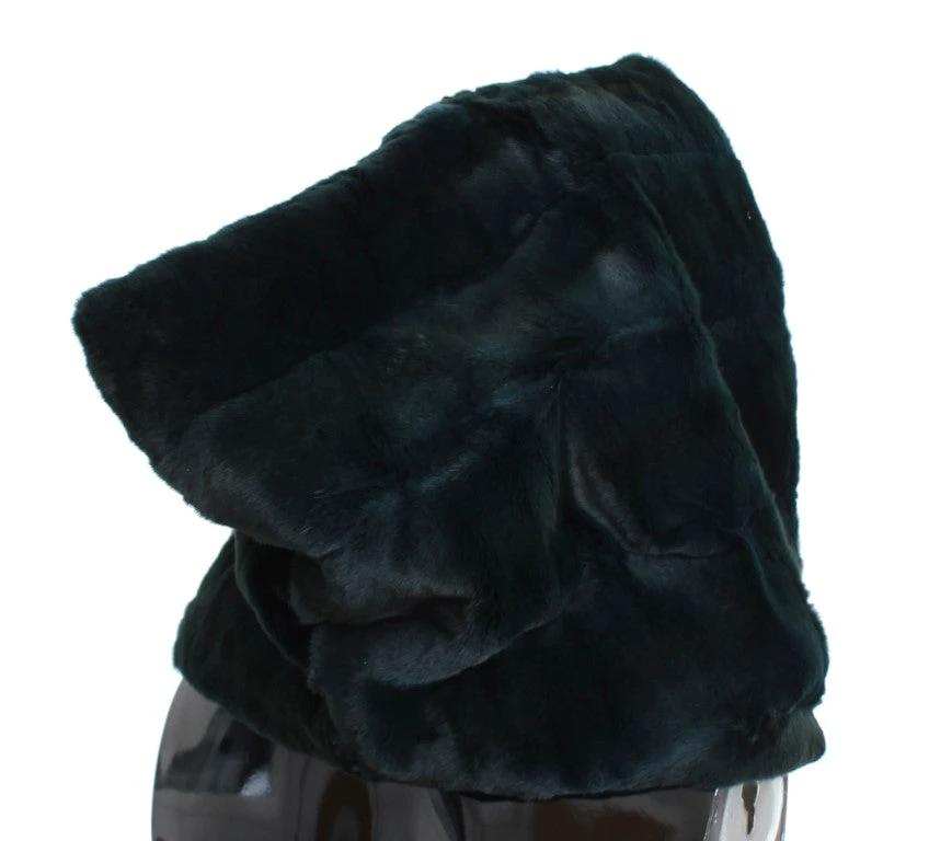 Dolce & Gabbana Green Weasel Fur Crochet Hood Scarf Hat by Dolce & Gabbana