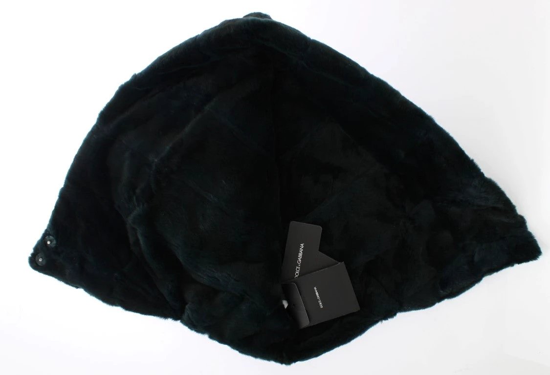 Dolce & Gabbana Green Weasel Fur Crochet Hood Scarf Hat by Dolce & Gabbana
