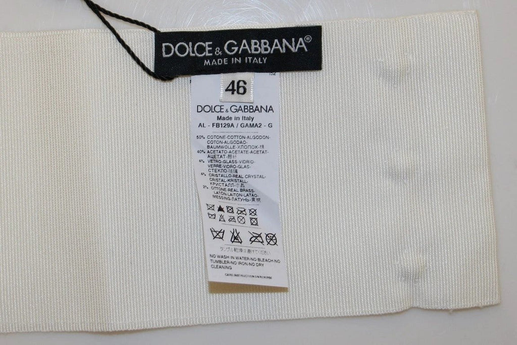 Dolce & Gabbana White Crystal Brass Wide Waist Runway Belt by Dolce & Gabbana