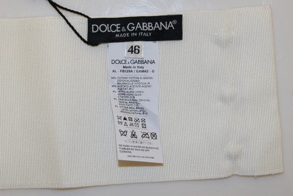 Dolce & Gabbana White Crystal Brass Wide Waist Runway Belt by Dolce & Gabbana