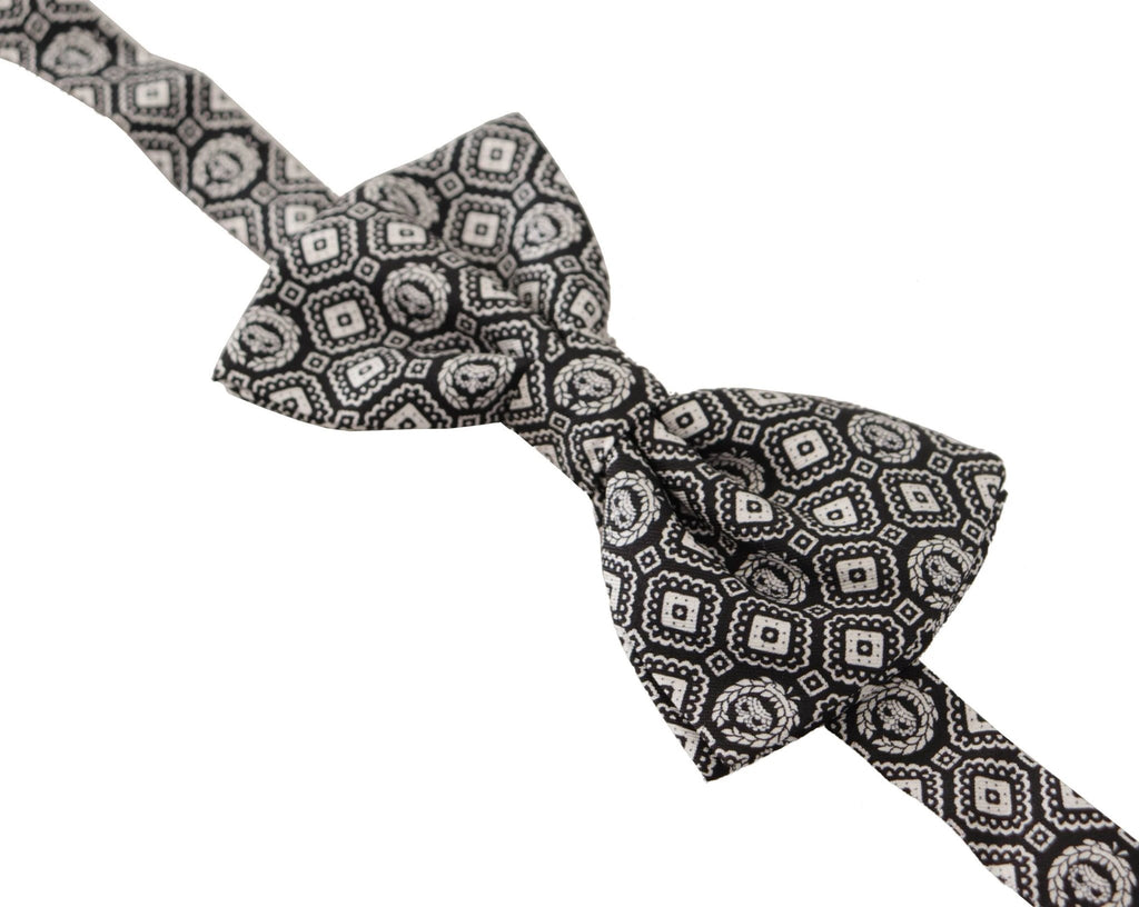 Dolce & Gabbana Black white 100% Silk Adjustable Neck Papillon Tie by Dolce & Gabbana