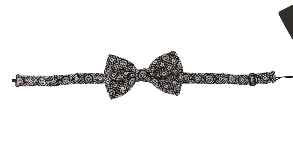 Dolce & Gabbana Black white 100% Silk Adjustable Neck Papillon Tie by Dolce & Gabbana