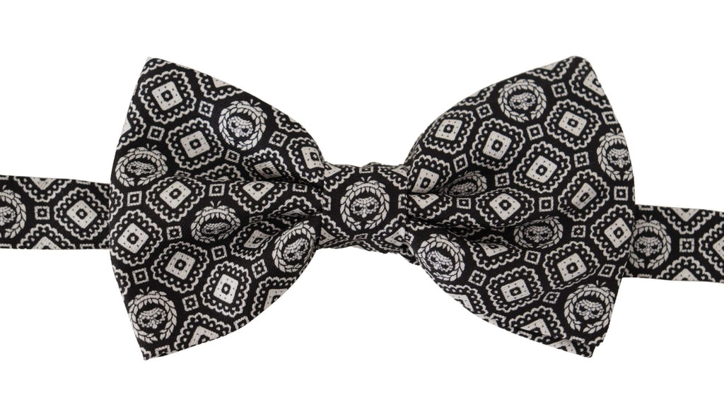 Dolce & Gabbana Black white 100% Silk Adjustable Neck Papillon Tie by Dolce & Gabbana