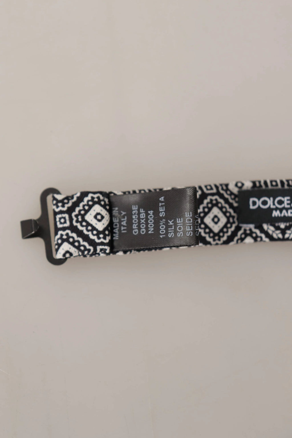 Dolce & Gabbana Black white 100% Silk Adjustable Neck Papillon Tie by Dolce & Gabbana