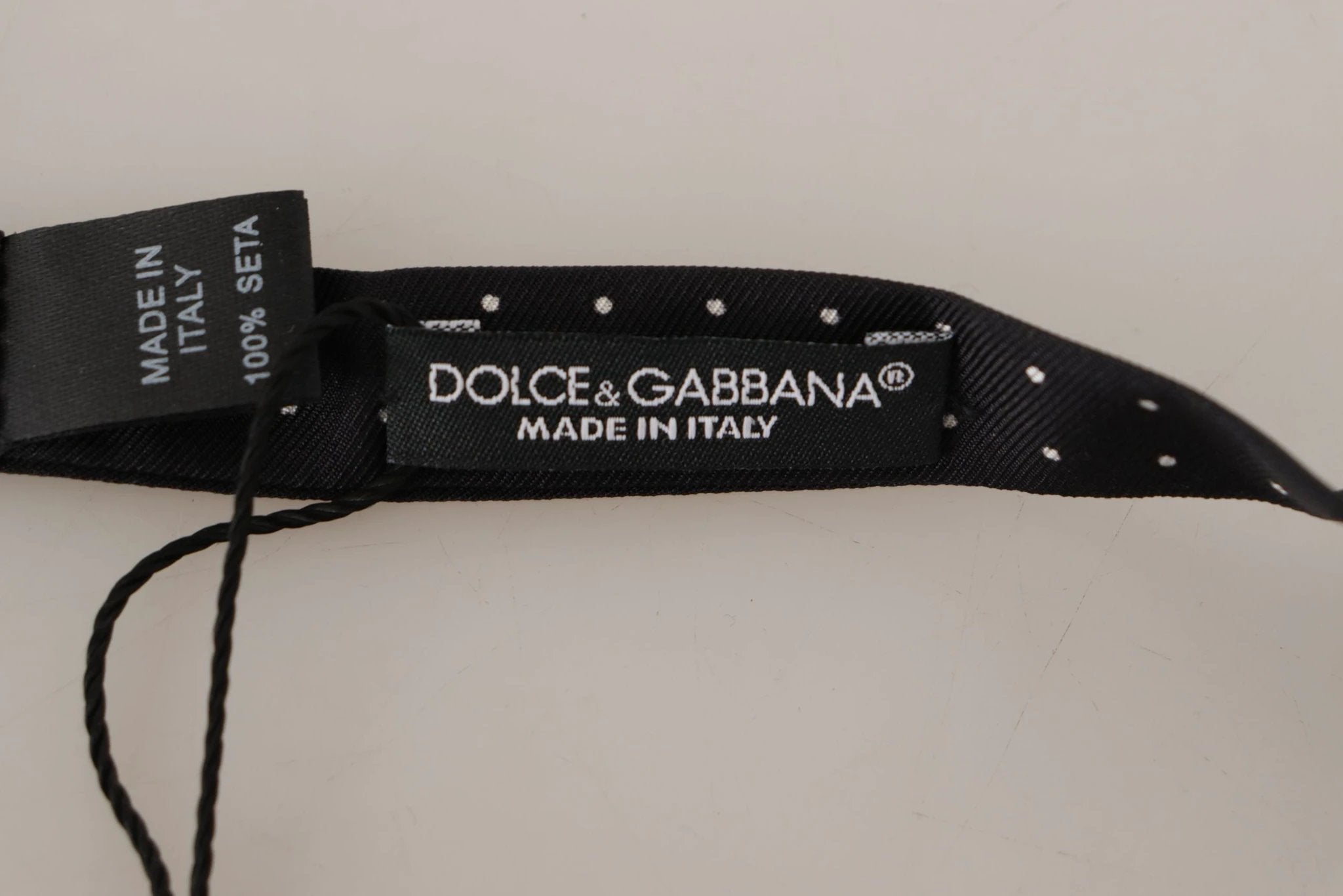 Dolce & Gabbana Black White Polka Dot 100% Silk Neck Papillon Tie by Dolce & Gabbana