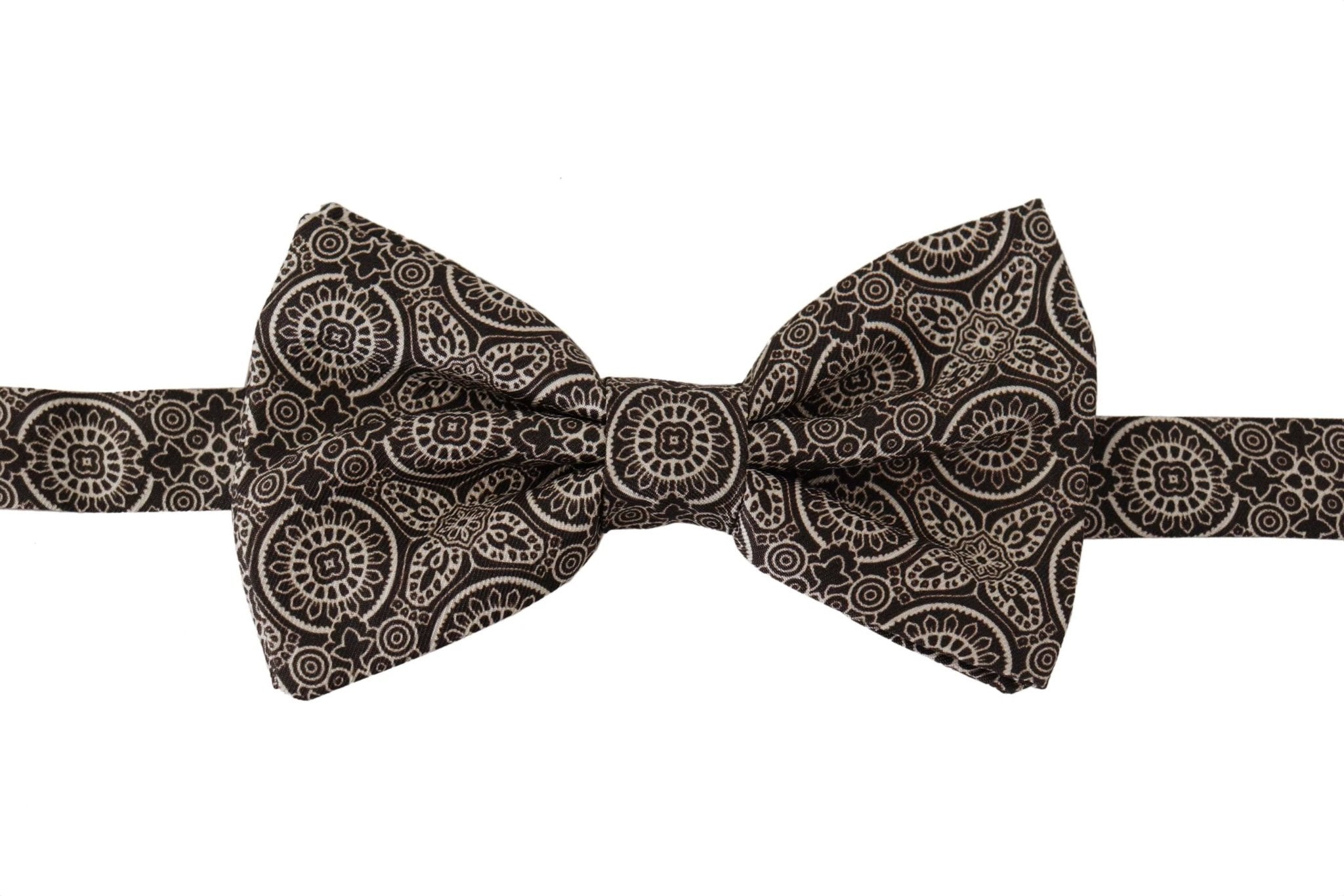 Dolce & Gabbana Black white 100% Silk Adjustable Neck Papillon Tie by Dolce & Gabbana