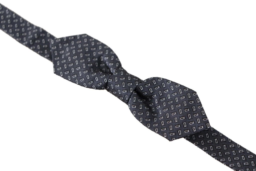 Dolce & Gabbana Blue Gray Polka Dot 100% Silk Neck Papillon Tie by Dolce & Gabbana