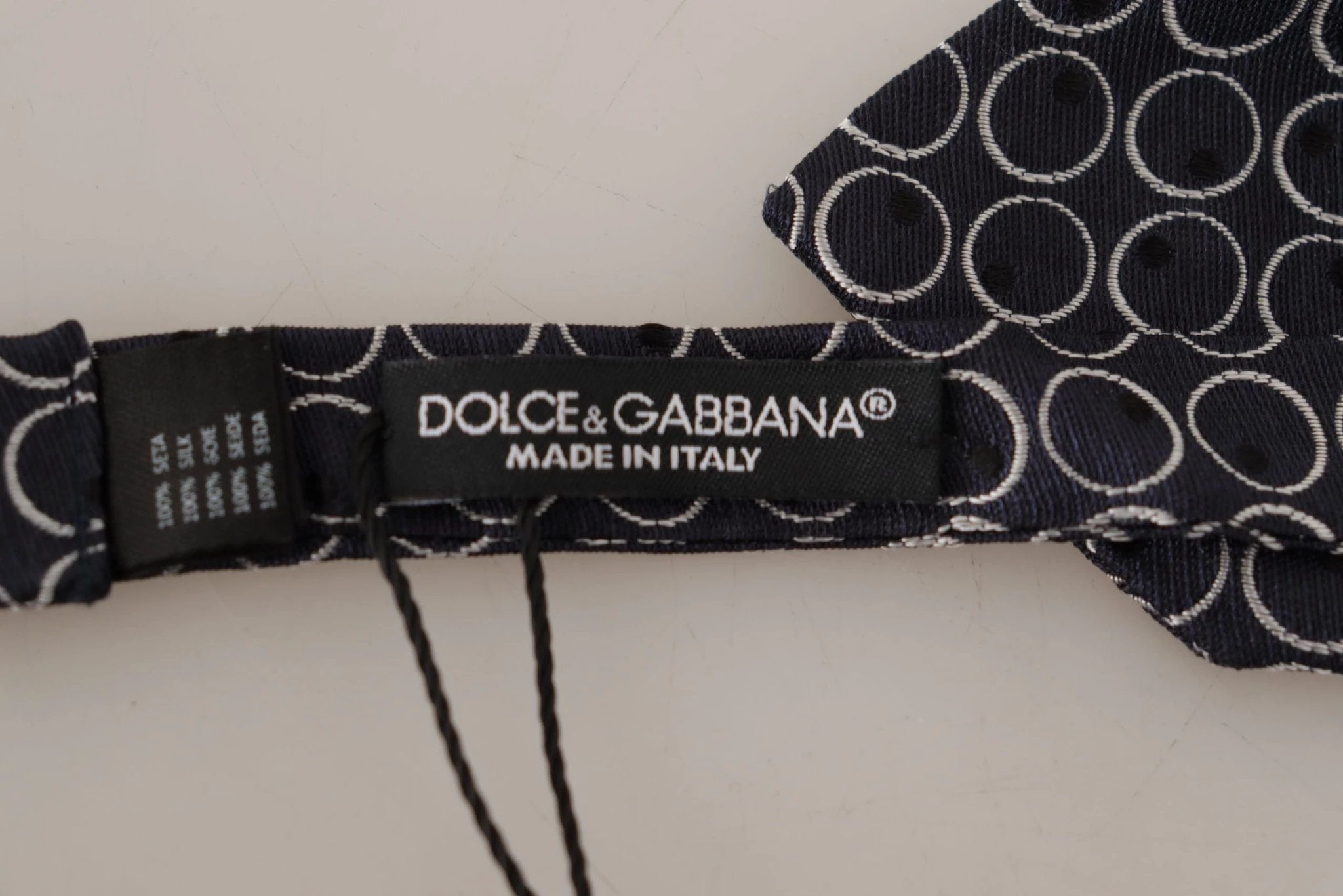 Dolce & Gabbana Black White Round 100% Silk Neck Papillon Tie by Dolce & Gabbana