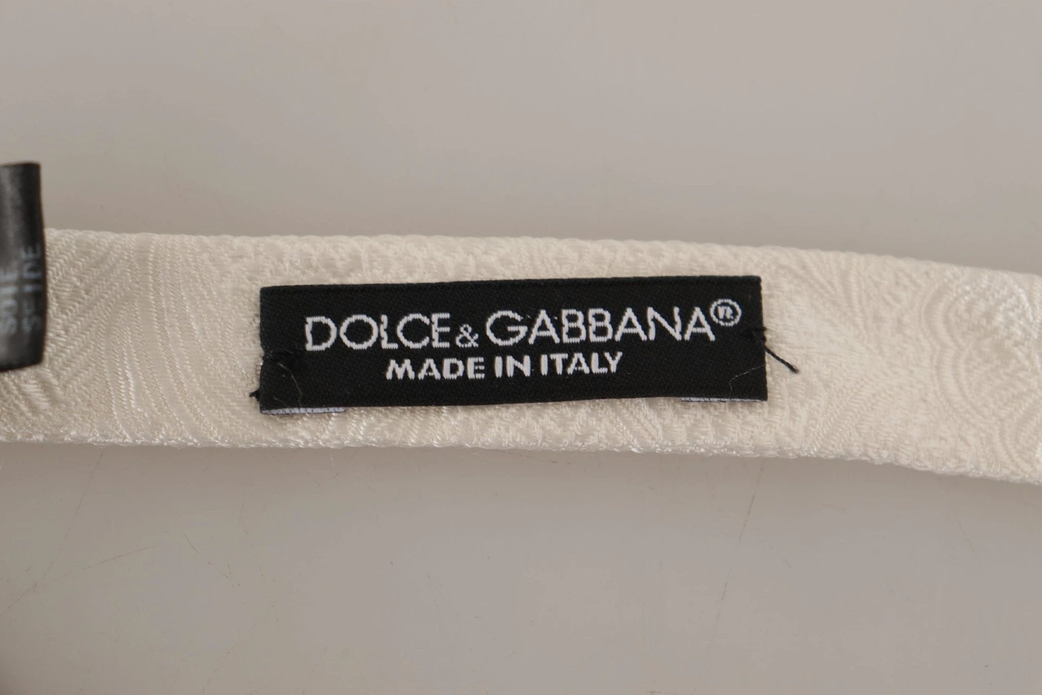 Dolce & Gabbana White 100% Silk Slim Adjustable Neck Papillon Tie by Dolce & Gabbana