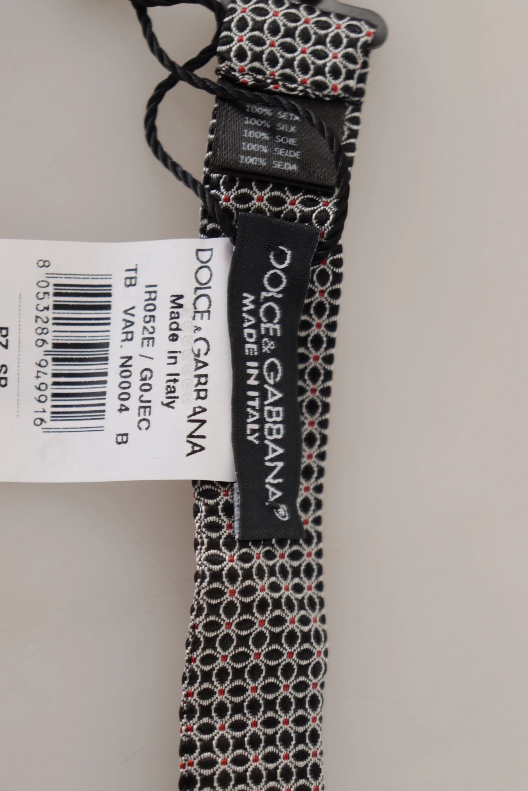 Dolce & Gabbana Black White Flower Pattern Silk Neck Papillon Tie by Dolce & Gabbana