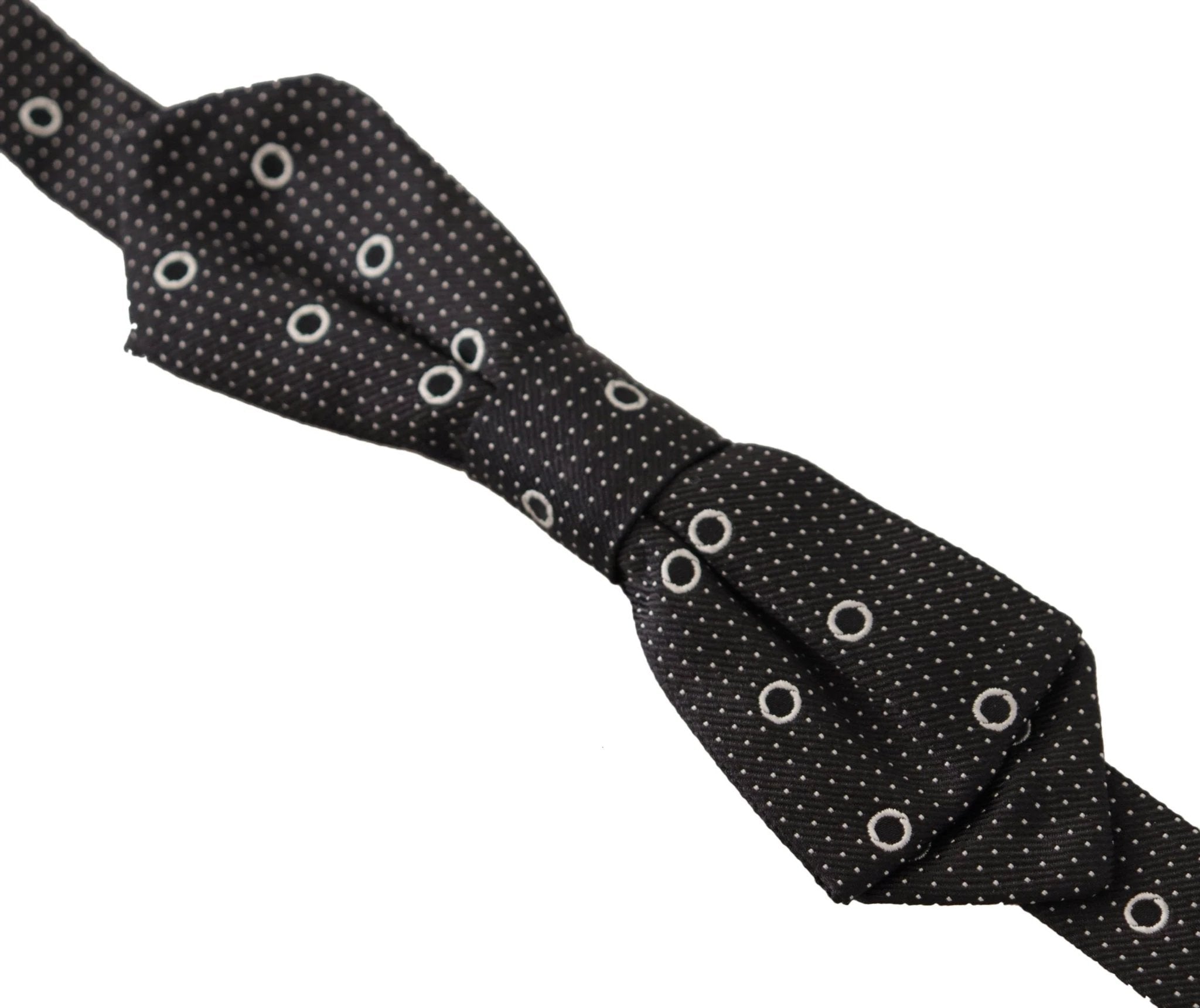Dolce & Gabbana Black White Polka Dot 100% Silk Neck Papillon Tie by Dolce & Gabbana