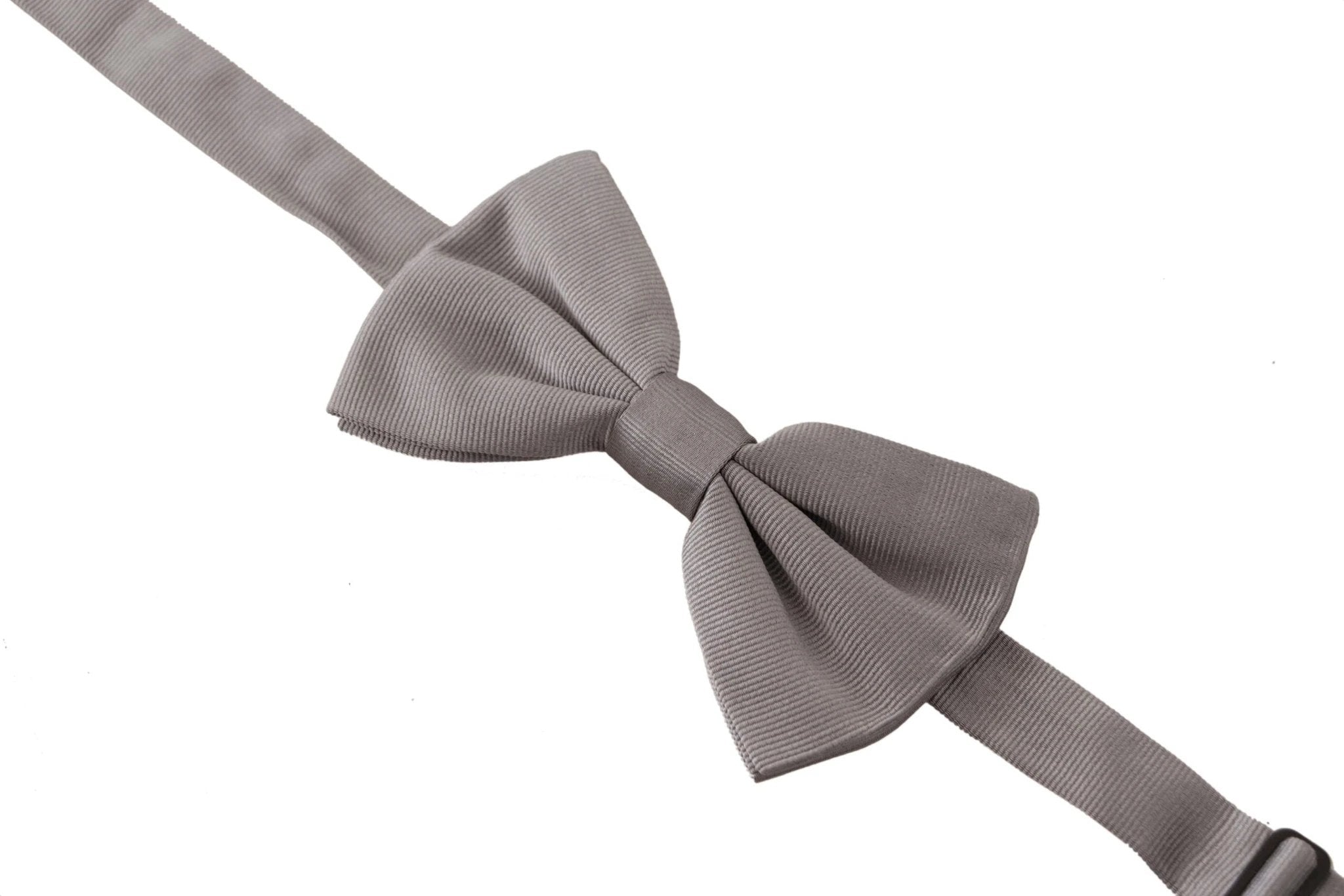 Dolce & Gabbana Gray 100% Silk Adjustable Neck Papillon Tie by Dolce & Gabbana