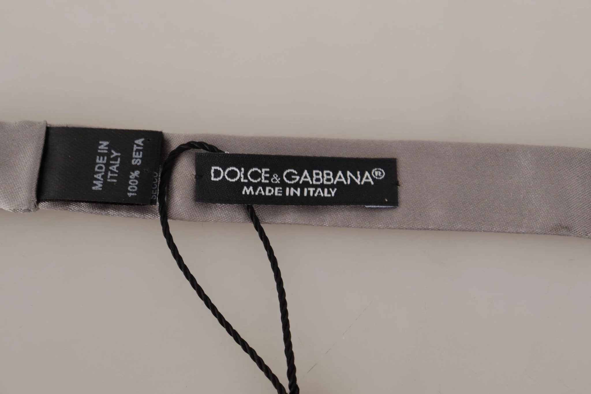 Dolce & Gabbana Silver 100% Silk Slim Adjustable Neck Papillon Tie by Dolce & Gabbana
