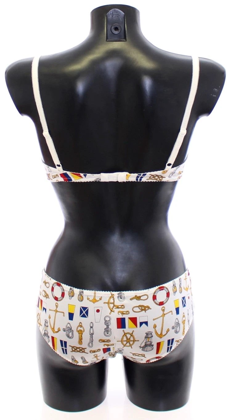 Dolce & Gabbana White Sailor Bra Panty Stretch Underwear by Dolce & Gabbana