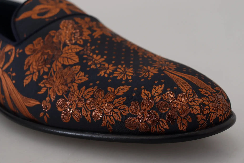 Mocassins Dolce &amp; Gabbana bleu rouille à motif floral