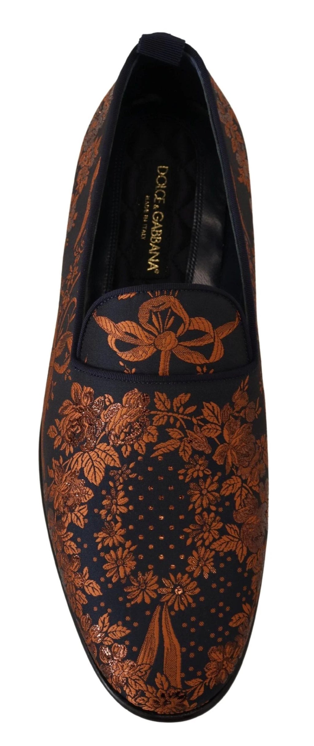 Dolce & Gabbana Blue Rust Floral Slippers Loafers Shoes by Dolce & Gabbana
