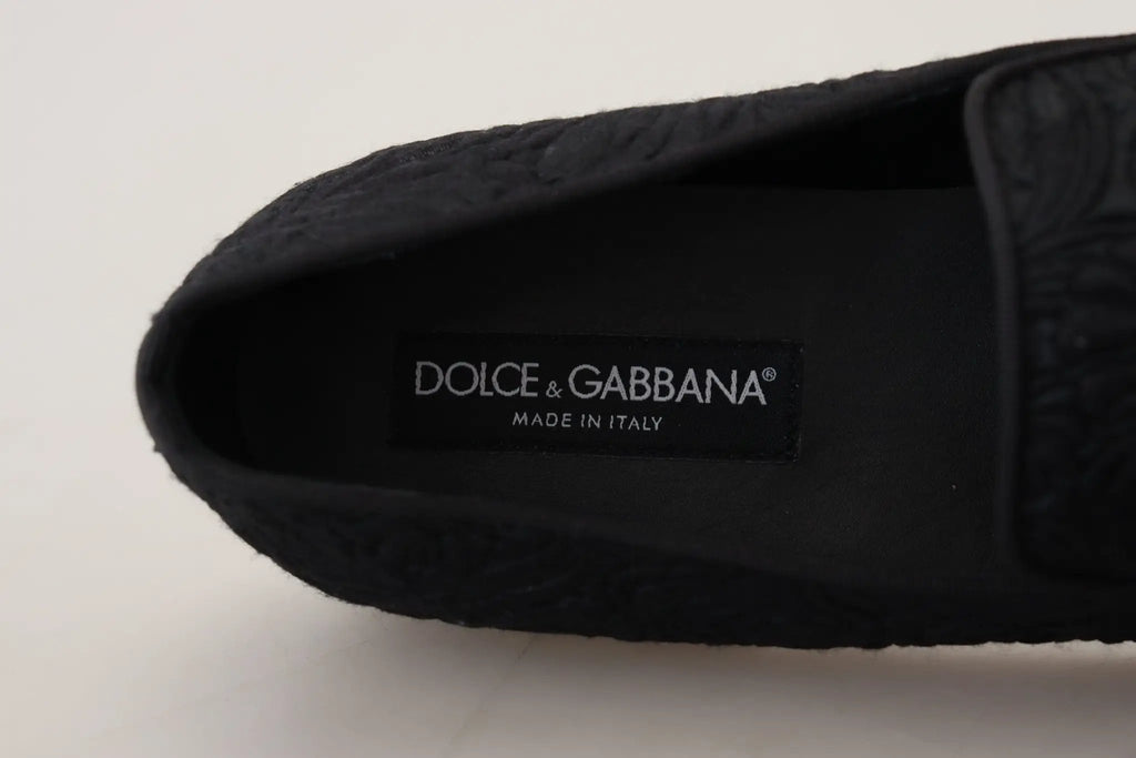 Mocassins Dolce &amp; Gabbana noirs à motif floral jacquard