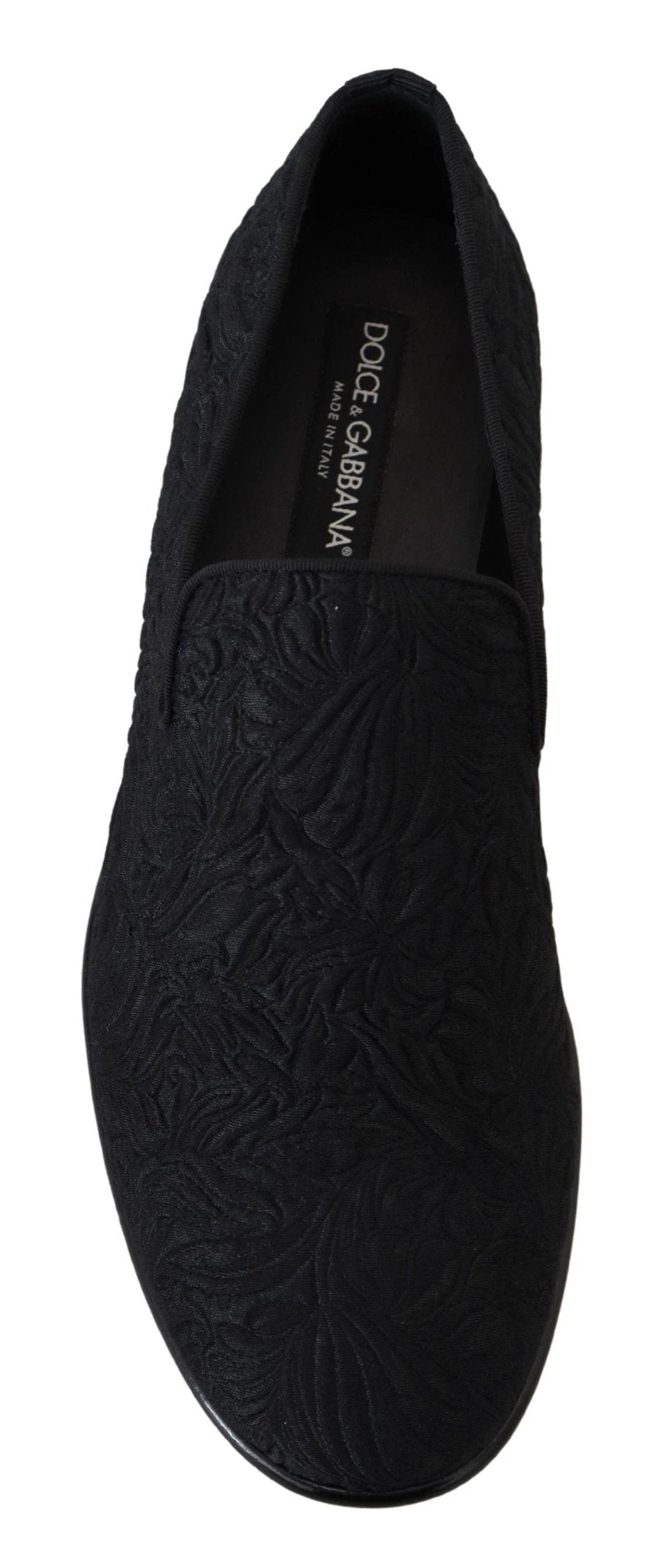 Dolce & Gabbana Black Floral Jacquard Slippers Loafers Shoes by Dolce & Gabbana