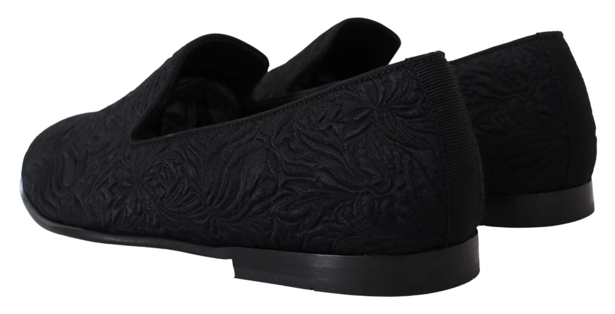 Dolce & Gabbana Black Floral Jacquard Slippers Loafers Shoes by Dolce & Gabbana