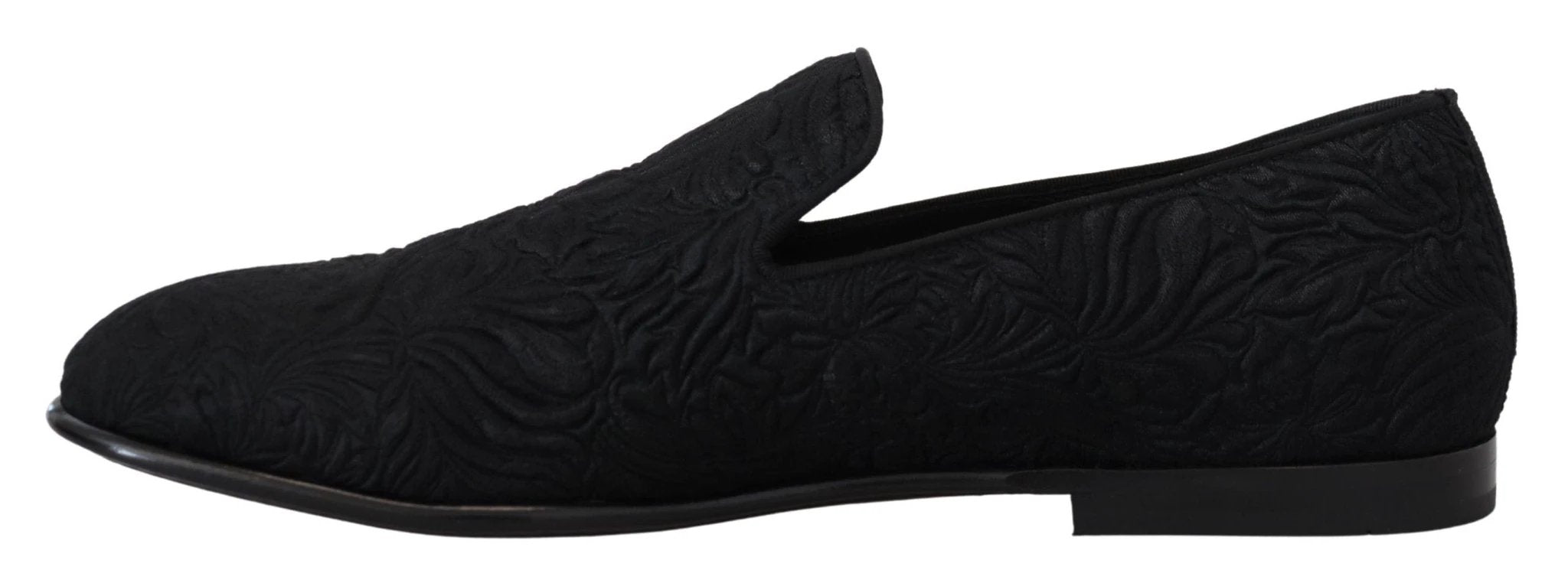 Dolce & Gabbana Black Floral Jacquard Slippers Loafers Shoes by Dolce & Gabbana