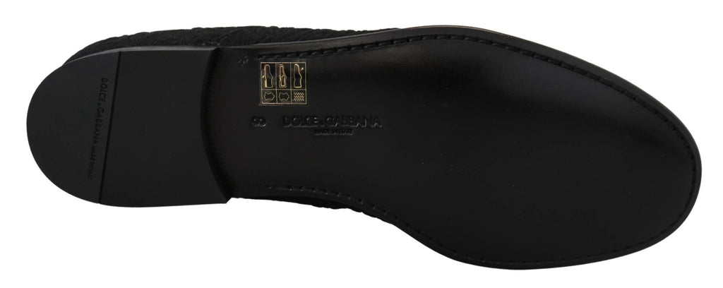 Dolce & Gabbana Black Floral Jacquard Slippers Loafers Shoes by Dolce & Gabbana
